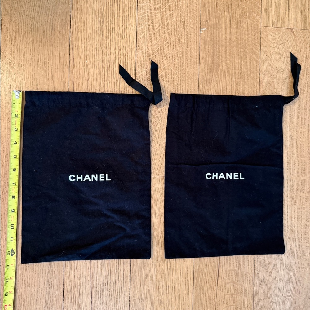 CHANEL Black Dust Bag Duo 14 by 11 inches